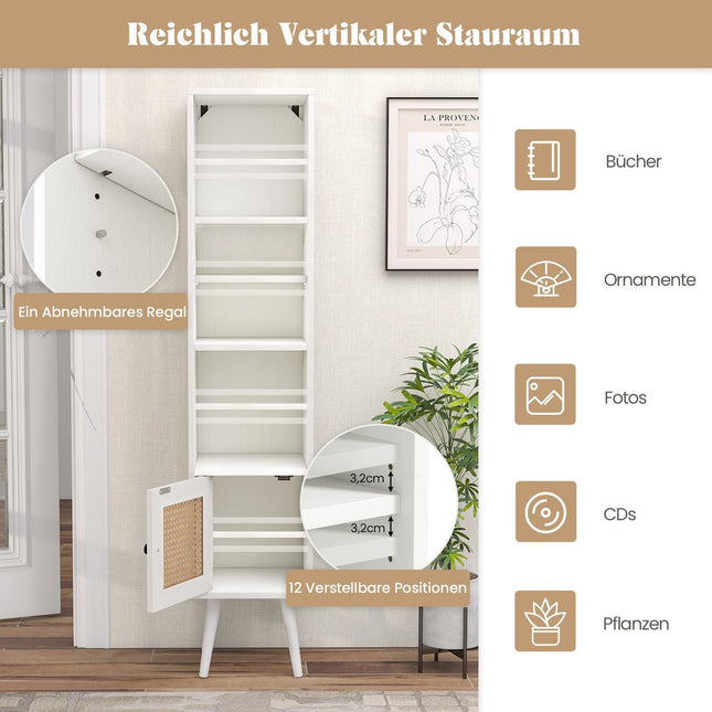 Tall Freestanding Rattan Cabinet with Adjustable Shelves