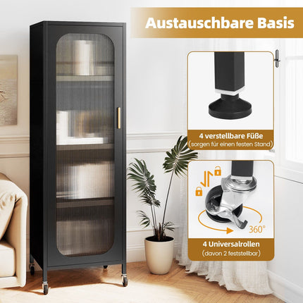 Tall Metal Kitchen Cabinet with Adjustable Shelves, Black