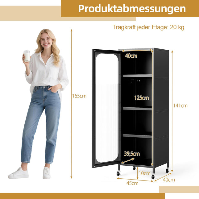 Tall Metal Kitchen Cabinet with Adjustable Shelves, Black