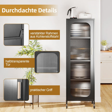 Tall Metal Kitchen Cabinet with Adjustable Shelves, Black