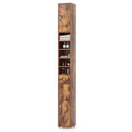 Tall Narrow Bathroom Cabinet, 2 Doors, Drawer, 20x20x180 cm