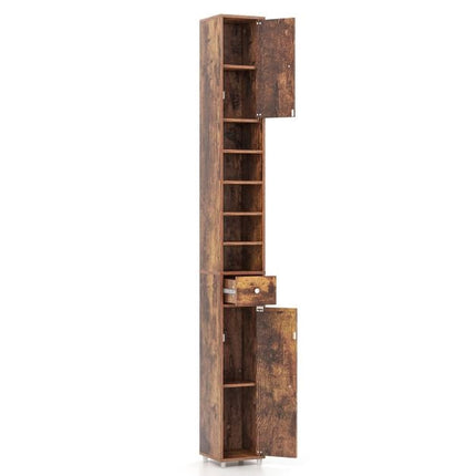 Tall Narrow Bathroom Cabinet, 2 Doors, Drawer, 20x20x180 cm