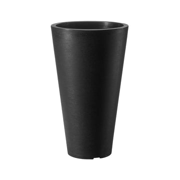 Tall Planters Set of 2, 24 Inch Black, Drainage
