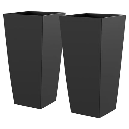 Tall Planters Set of 2, 665 mm Plastic, Casters, Drainage