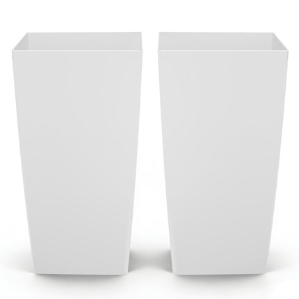 Tall Taper Planters Set of 2, 750mm, White, Casters