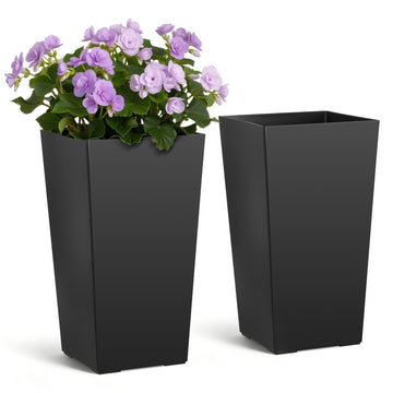 Tall Taper Plastic Planters, Set of 2, 550 mm, Black