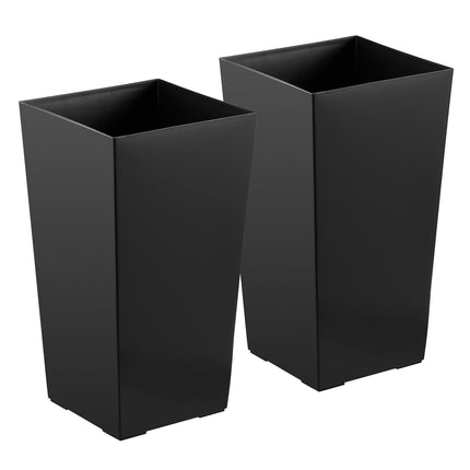 Tall Taper Plastic Planters, Set of 2, 550 mm, Black