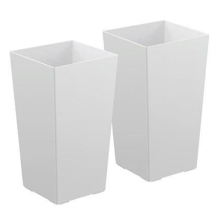 Tall Tapered Planters Set of 2, 550mm, White, Casters, Drainage