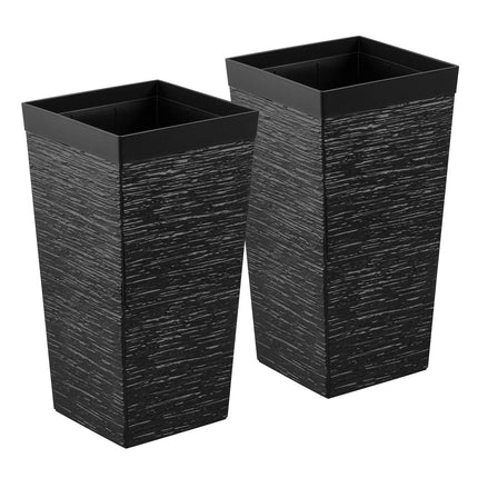 Tall Tapered Planters Set of 2, 580mm, Casters, Drainage