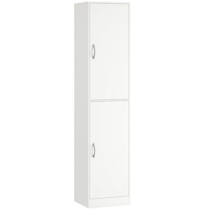 Tall White 5-Tier Bookshelf with Adjustable Shelves