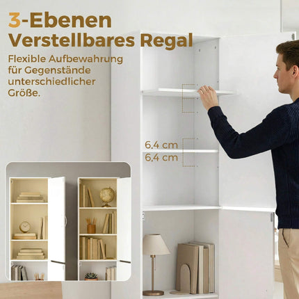 Tall White 5-Tier Bookshelf with Adjustable Shelves
