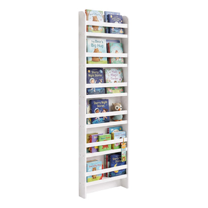 Tall White Children's Bookcase with 6 Compartments