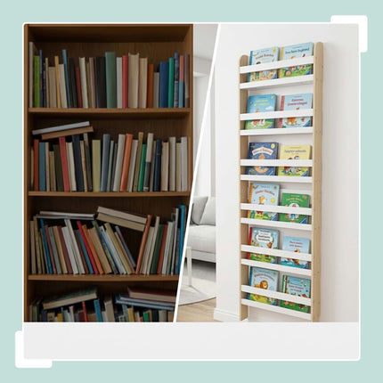 Tall White Children's Bookcase with 6 Compartments