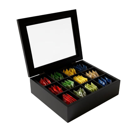 Tea Box with Lid, Bamboo, 12 Compartments