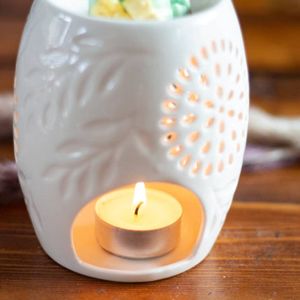Tea Light Aroma Lamp, Ceramic, Black and White Design