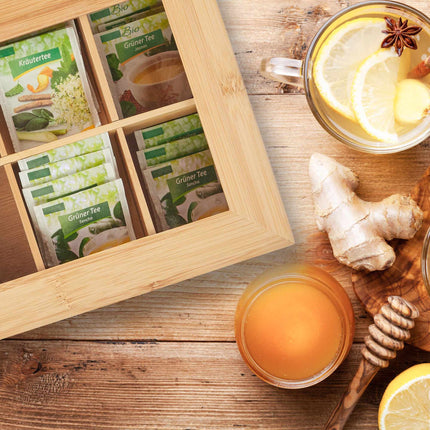 Tea box in bamboo 10 compartments