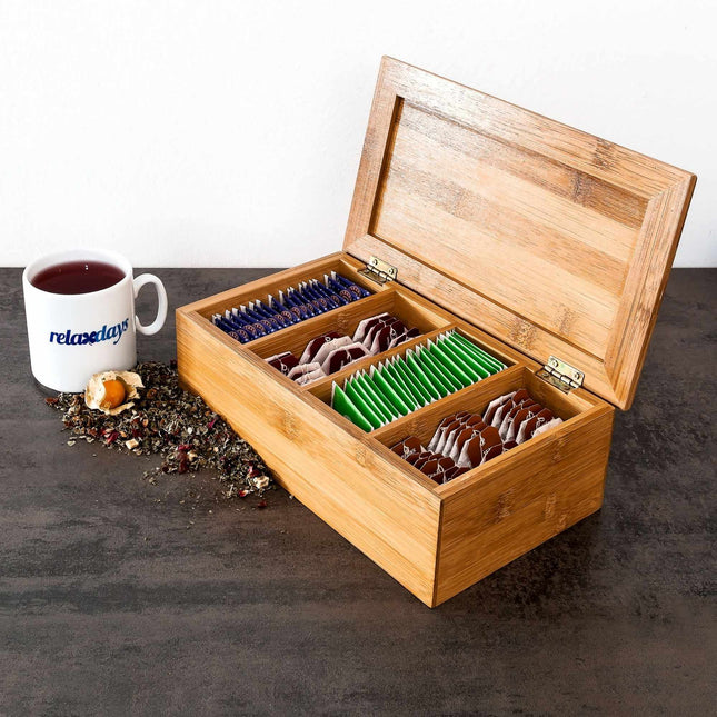 Tea box in bamboo with 4 compartments