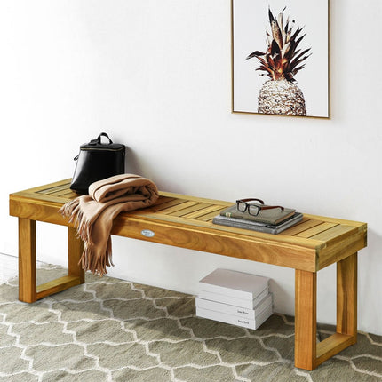 Teak Wood Outdoor Bench, 132x34x43.5 cm, 320 kg Capacity