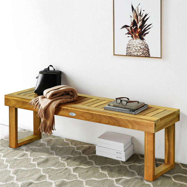 Teak Wood Outdoor Bench, 132x34x43.5 cm, 320 kg Capacity