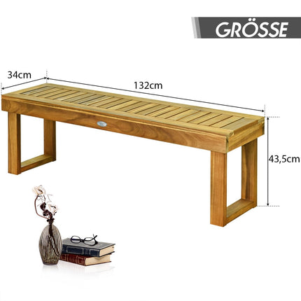Teak Wood Outdoor Bench, 132x34x43.5 cm, 320 kg Capacity