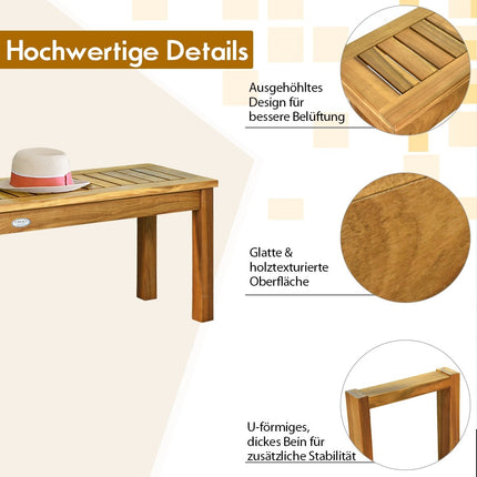 Teak Wood Outdoor Bench, 132x34x43.5 cm, 320 kg Capacity