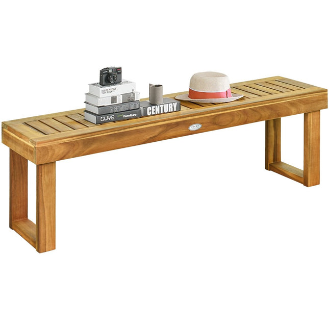 Teak Wood Outdoor Bench, 132x34x43.5 cm, 320 kg Capacity