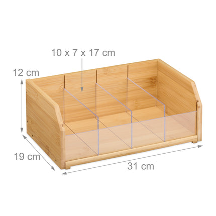 Tea organizer 4 compartments bamboo