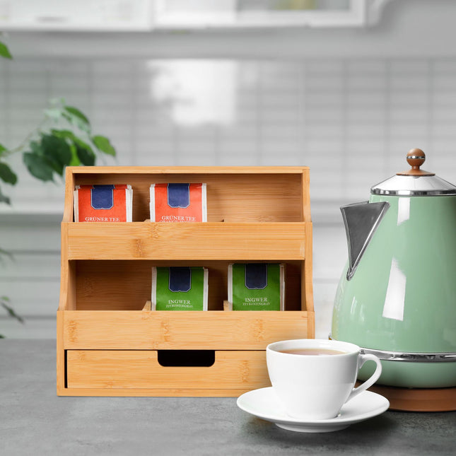 Tea organizer with drawer 9 compartments