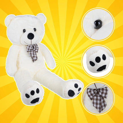 Teddy Bear 140cm, Cream Plush with Bow