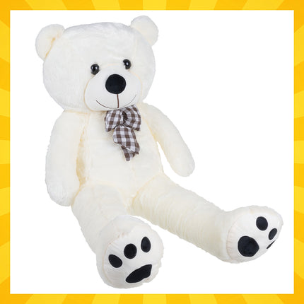 Teddy Bear 140cm, Cream Plush with Bow
