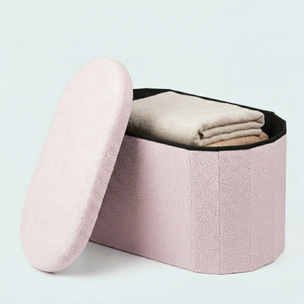 Teddy Fabric Storage Bench, Oval Shape, 76 cm