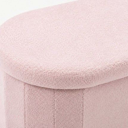 Teddy Fabric Storage Bench, Oval Shape, 76 cm