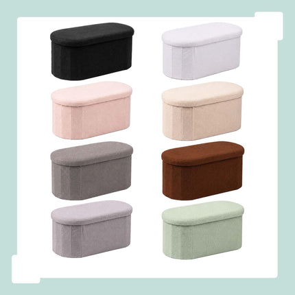 Teddy Fabric Storage Bench, Oval Shape, 76 cm