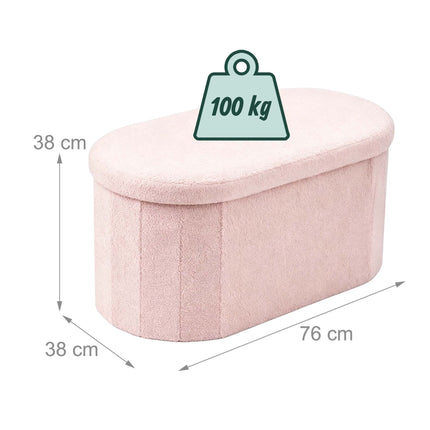 Teddy Fabric Storage Bench, Oval Shape, 76 cm