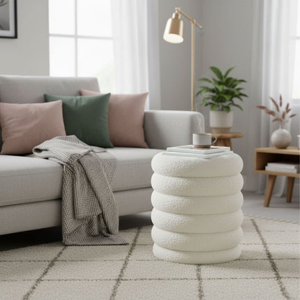 Teddy Fabric Storage Stool with Hidden Compartment