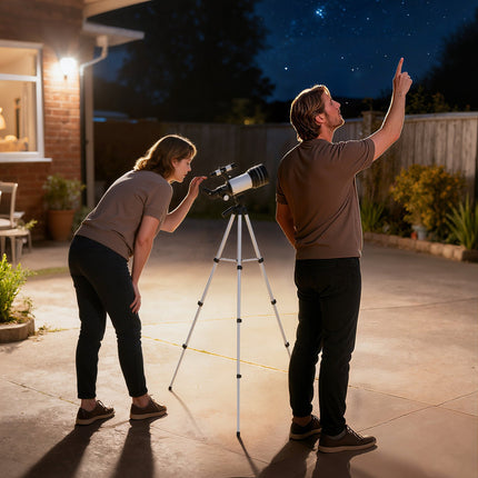 Telescope with 70 mm Lens, Adjustable Tripod, Silver