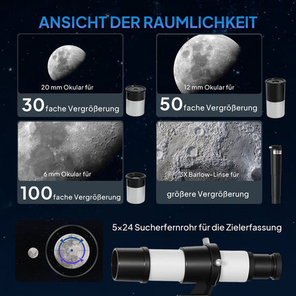 Telescope with 70 mm Lens, Adjustable Tripod, Silver