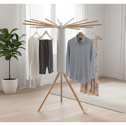 Telescopic Octopus Clothes Dryer, 16 Rods, Beech Wood
