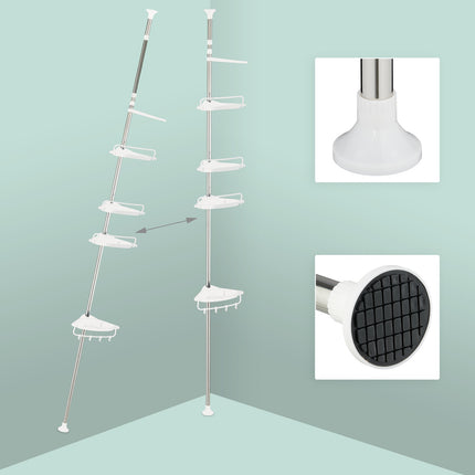Telescopic Shower Caddy, Height-Adjustable with 4 Baskets
