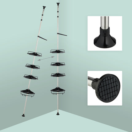 Telescopic Shower Caddy, Height-Adjustable with 4 Baskets