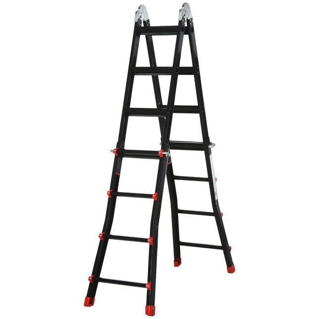 4 m aluminum telescopic ladder, foldable and non-slip, 150 kg capacity