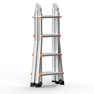 Telescoping A-Frame Ladder, 15.5 ft Aluminum, 330 lb