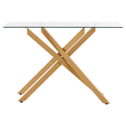 Tempered Glass Console Table, Gold Iron X-Legs, 45 in