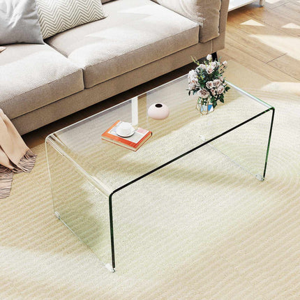 Tempered Glass U-Shaped Coffee Table – 81.5 x 42 x 40 cm