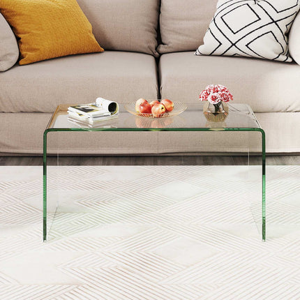 Tempered Glass U-Shaped Coffee Table – 81.5 x 42 x 40 cm
