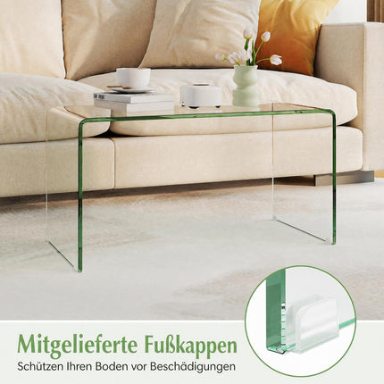 Tempered Glass U-Shaped Coffee Table – 81.5 x 42 x 40 cm