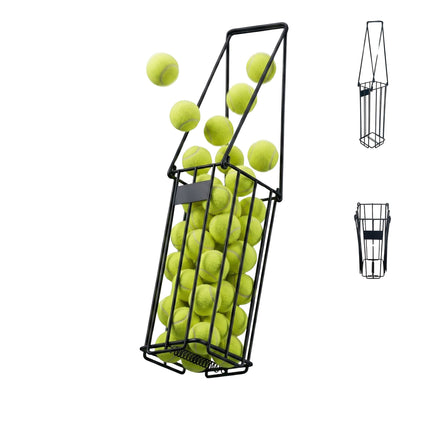 Tennis Ball Basket, Black Metal, Fold-Down Handles