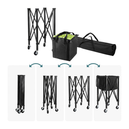 Tennis Ball Trolley, Foldable 150-Ball Cart With Bag