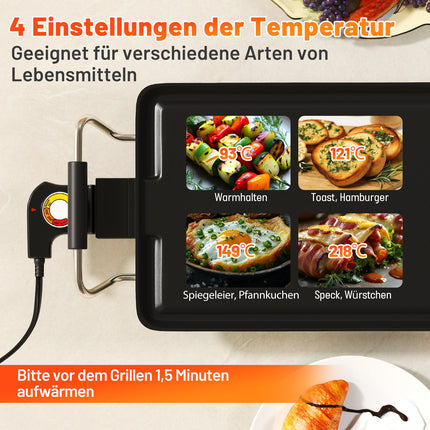 Teppanyaki Grill 1800W, Non-Stick, Adjustable Temp, 100cm