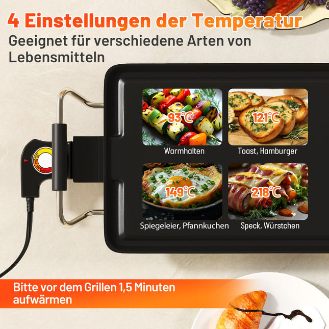 Teppanyaki Grill 1800W, Non-Stick, Adjustable Temp, 100cm